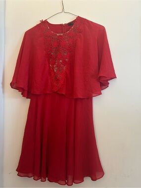 BCBGMaxAzria Red Lace-Overlay Mini Dress